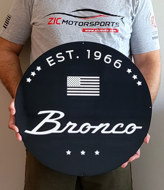 Established 1966 Bronco Round Steel Sign