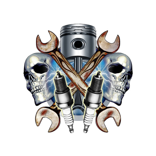 STEEL PISTON SKULL MAGNET